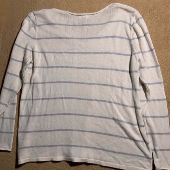 Old Navy Women's 2XL White Gray Casual Stripe Pullover Light Sweater (G) - Picture 4 of 4